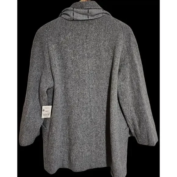 Vintage Cabin Creek Size 8P Grey Shell Wool Coat With Built‎ In Scarf - Picture 2 of 4